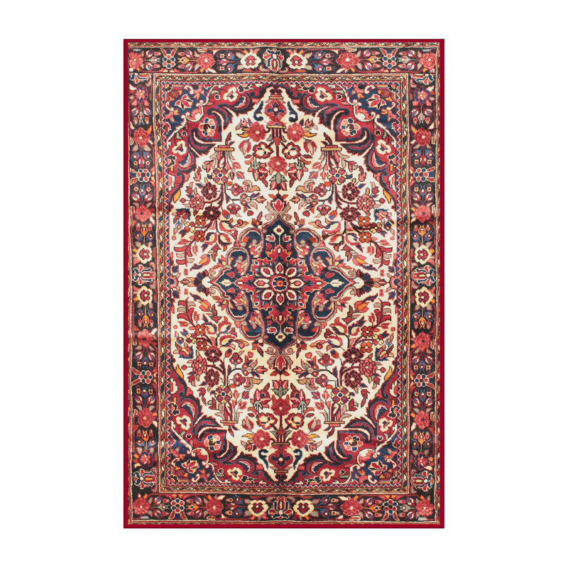 Tapis décoratif rouge à motif oriental Myah, Rectangle 2 pi x 3 pi