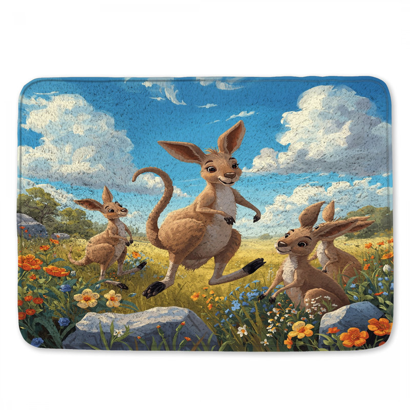 Tapis de bain Kangaroos In Wildflowers, L 24 po x L 17 po