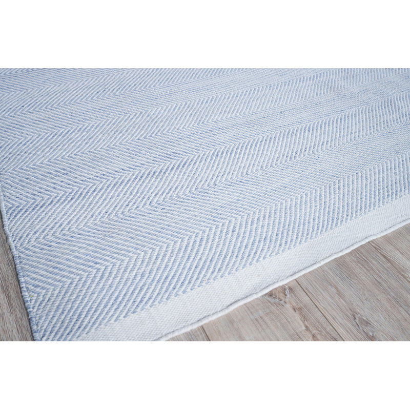 Bintan Chevron Area Rug in Light Blue, Rectangle 9' x 12'