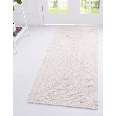 Tapis tressé tressé de couleur crème