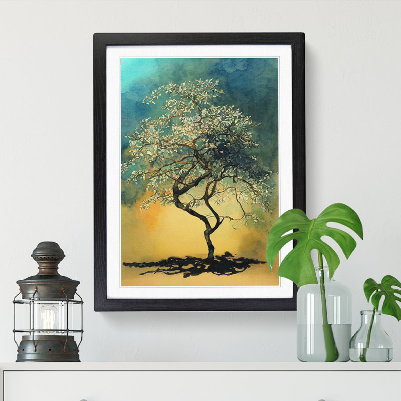 Watercolour Pear Tree Vol.2 - Single Picture Frame Print, 64cm H x 46cm W x 2cm D, Oak