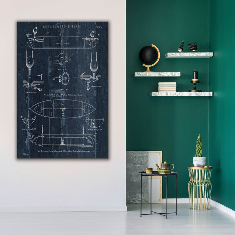  «Boat Lancing Blueprint 2» par Wild Apple Portfolio, art mural sur toile, 40 po x 60 po, H 60 po x l 40 po