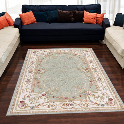 Tapis rectangulaire unique de conception unique 5 pi 3 po x 7 pi 7 po Faymon