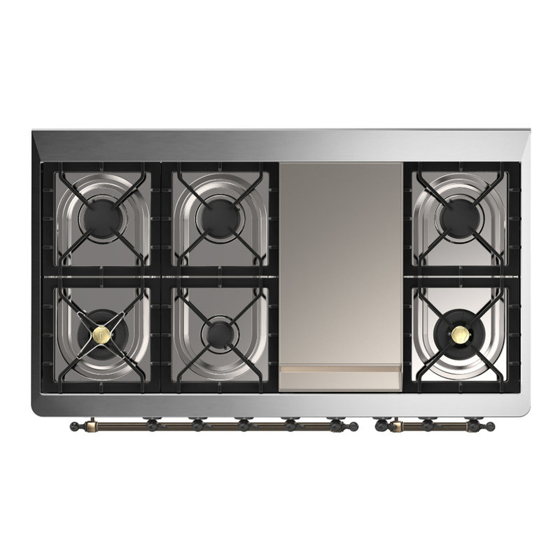 Majestic III Series 48 Inch Dual Fuel Range with 5 Sealed Burners, Griddle, Frenchtop in Matte Graphite (Natural Gas, Burnished Trim)