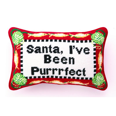 Cat Purrrfect Needlepoint Petite Holiday Throw Pillow