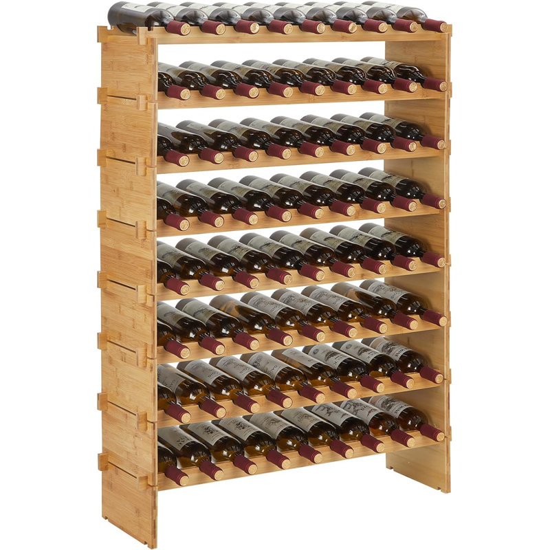 Solid Wood Floor Wine Bottle Rack Brown