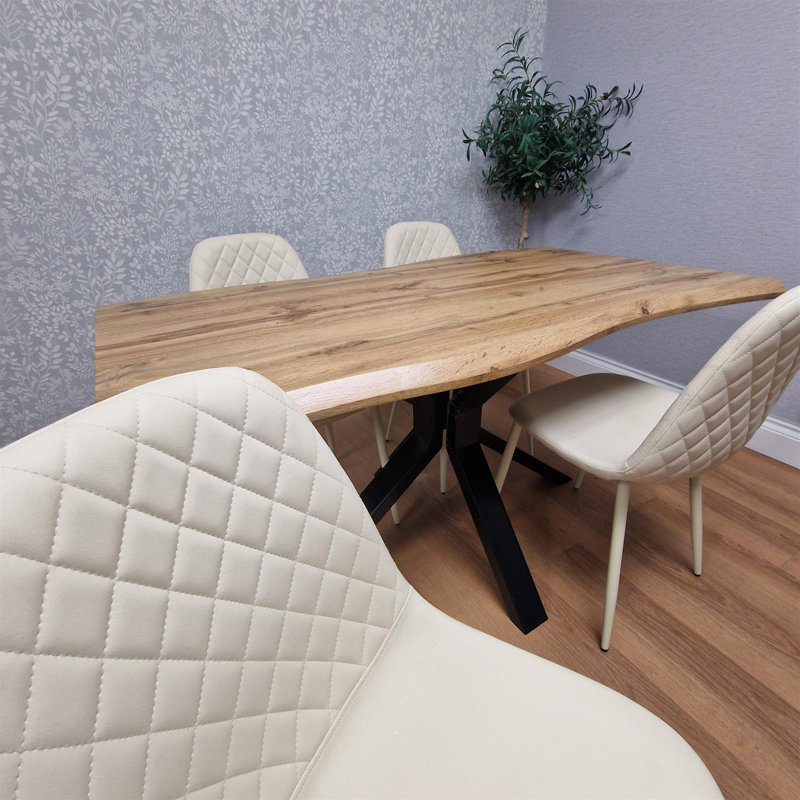 4 -Person Dining Set, 75cm H x 140cm W x 80cm D, Cream
