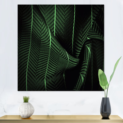 " Deep Green Silk Fabric with a Thin White Stripe II " Graphic Art Print