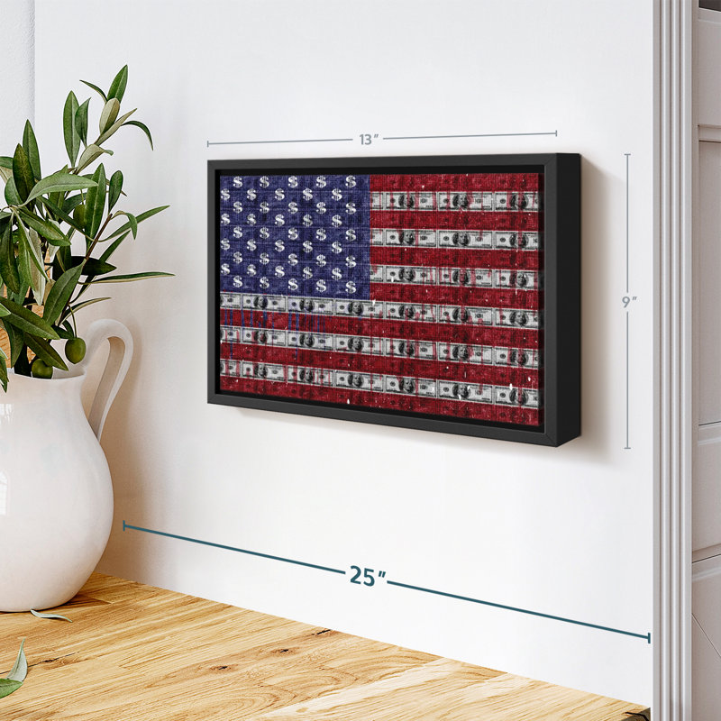 " USA Flag Dollars Canvas Print ", 9" H x 13" W