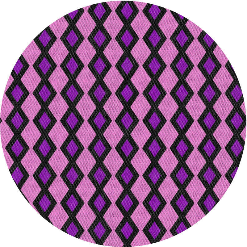 Tapis rose/mauve à motifs, Rond 5 pi