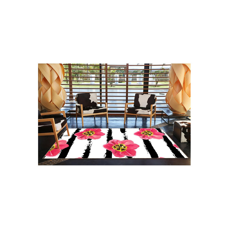 Tapis floral lavable à la machine, Rectangle 3 pi 3 po x 4 pi 11 po