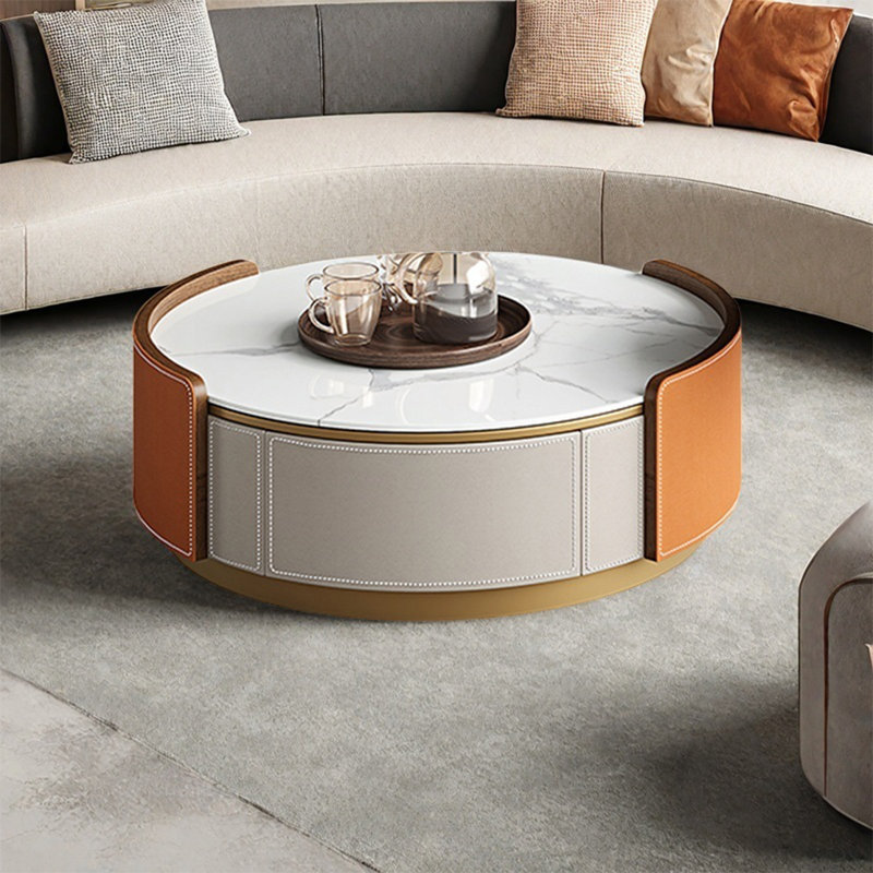 Table ronde légère et luxueuse, H 11,8 po x L 35,4 po x l 35,4 po