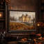 Art mural sur toile Chateau in Golden Autumn Vineyard-1959149085