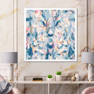 Rose et nuances de bleu - Peinture sur toile