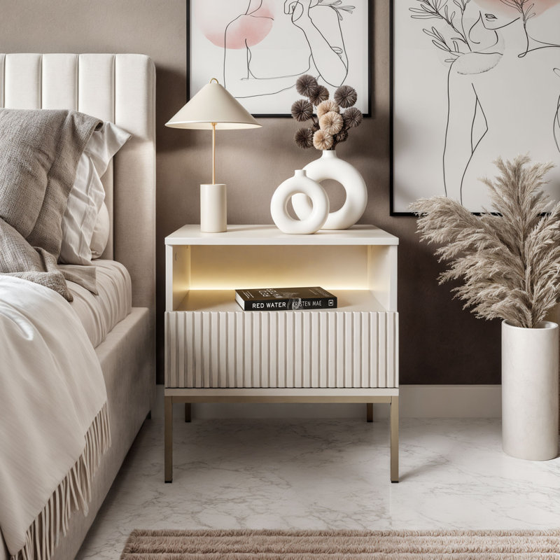 54cm W Manufactured Wood Bedside Table