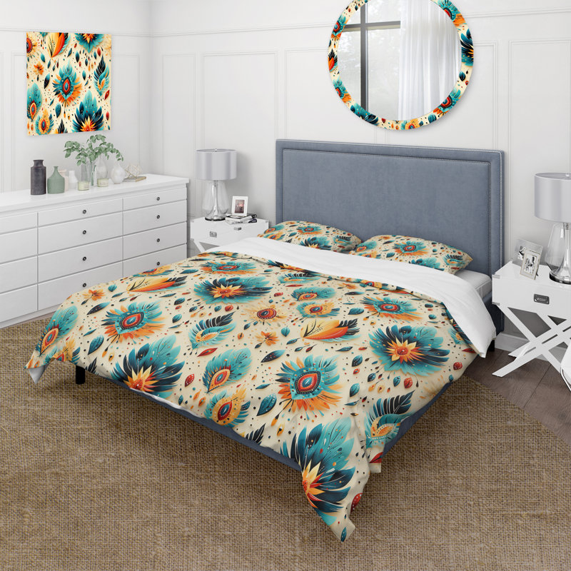 Ensemble de housse de couette Artistic Nomad Boho Pattern Earth Tones - Boho