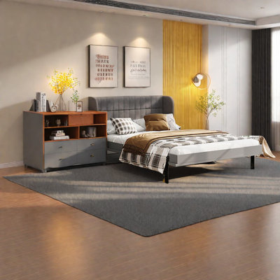 Lit escamotable peu encombrant avec rangement, panneau de fibres à densité moyenne et bois, conception moderne pour les maisons compactes