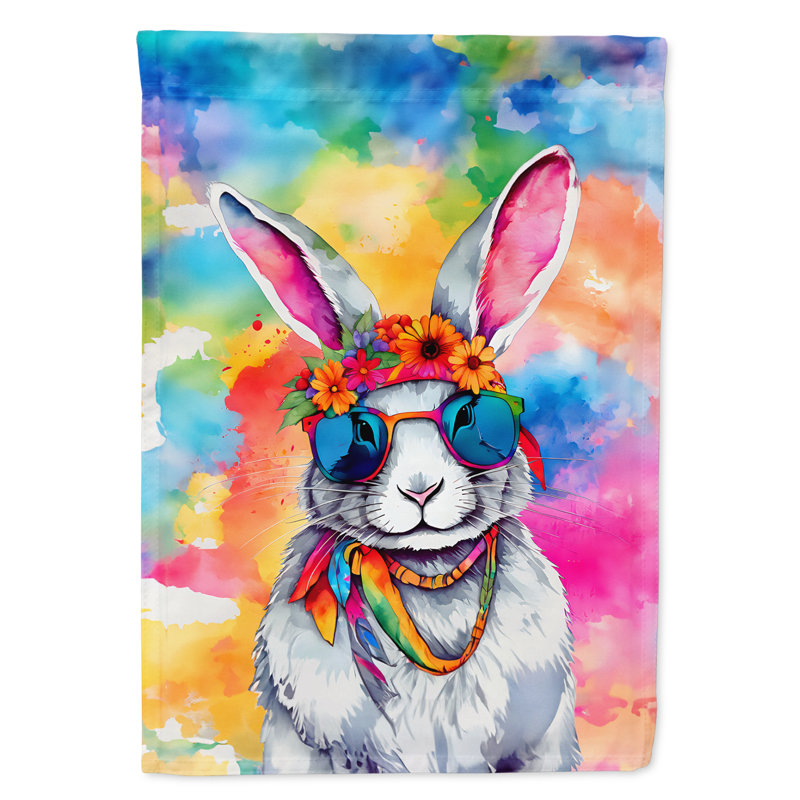 Drapeau de la maison d'un lapin hippie