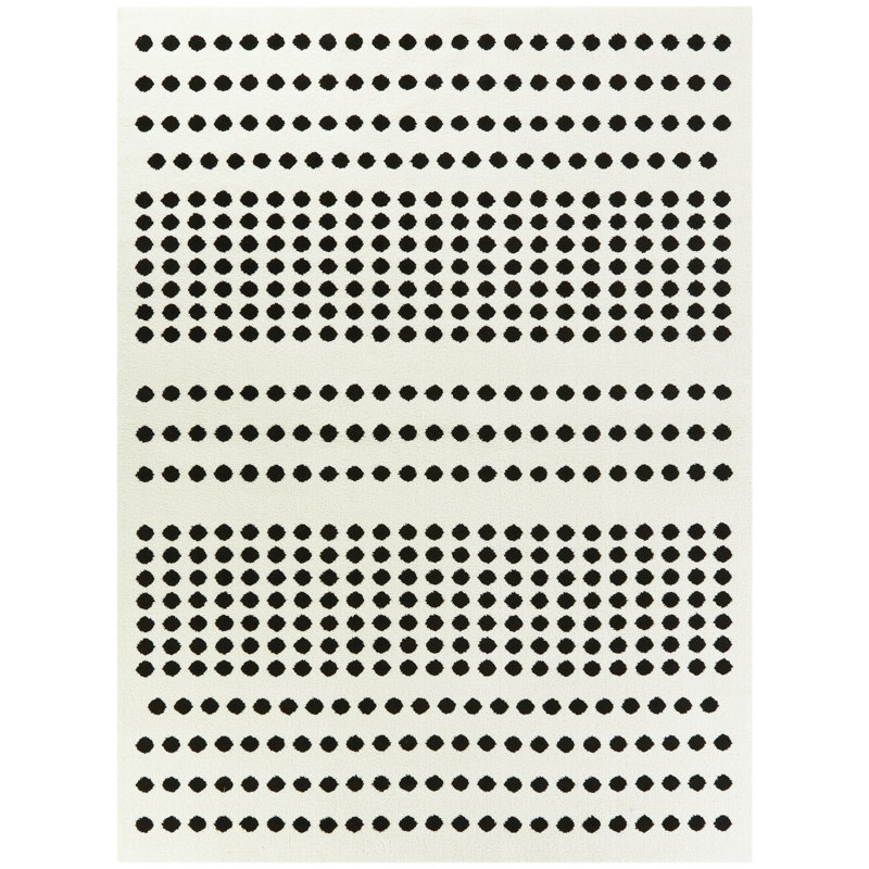 Tapis blanc / noir Donagene, Rectangle 7 pi 10 po x 10 pi