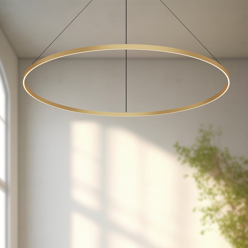 Luminaire suspendu 1 lumière Cerchio, Or brossé, H 1,38 po x l 59 po x P 59 po