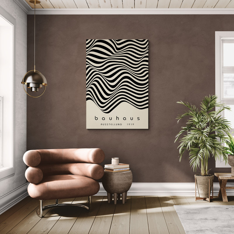 Bauhaus Waves Abstract Wall Art - Canvas Framed Print, 120cm H x 86cm W