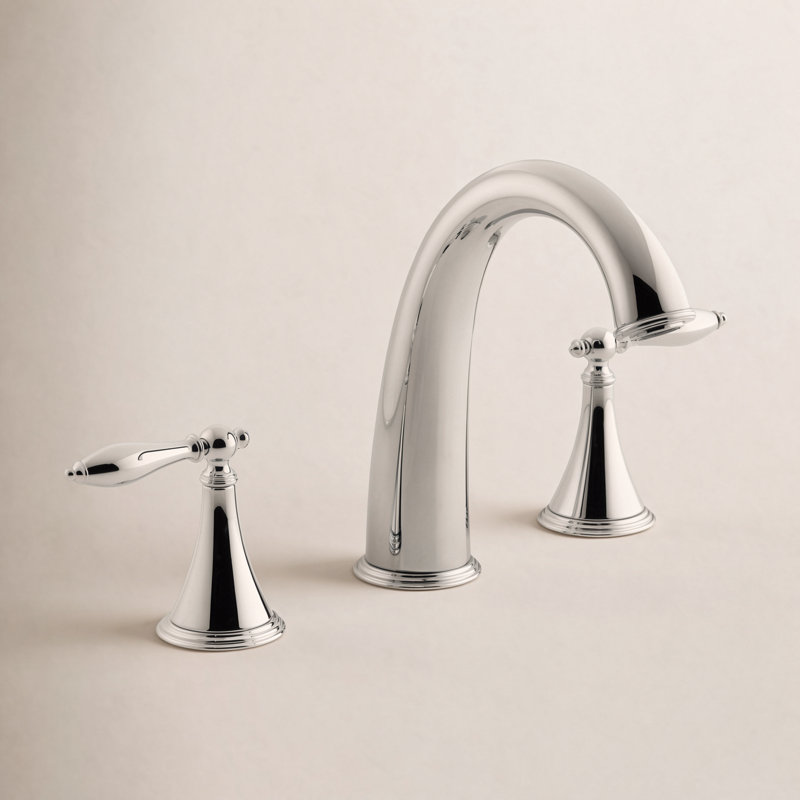 Finial Deck-Mount Bath Faucet Trim, Vibrant Polished Brass