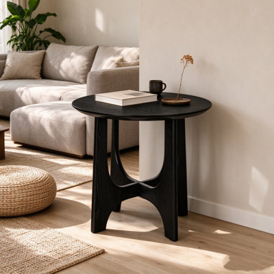 Table d'appoint ronde en bois de 64 cm (25,2 pouces), table de chevet pour salon et salle de réception