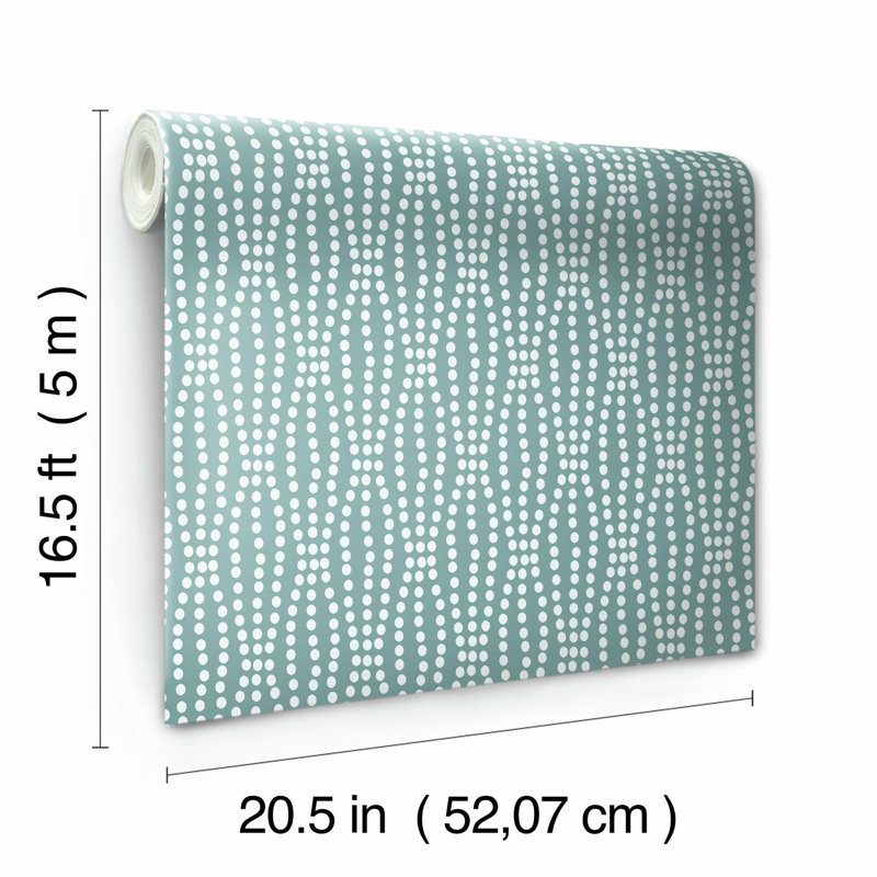 Waverly Strands 16.5' L x 20.5" W Peel and Stick Wallpaper Roll, Blue/White
