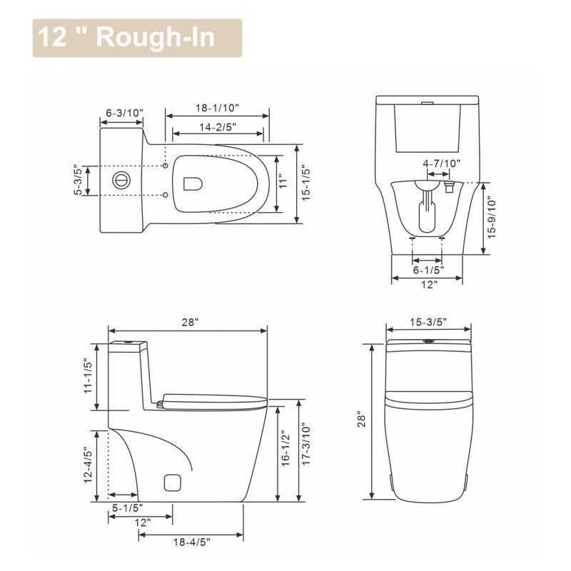 Toilette allongée monopièce à double chasse (siège inclus)