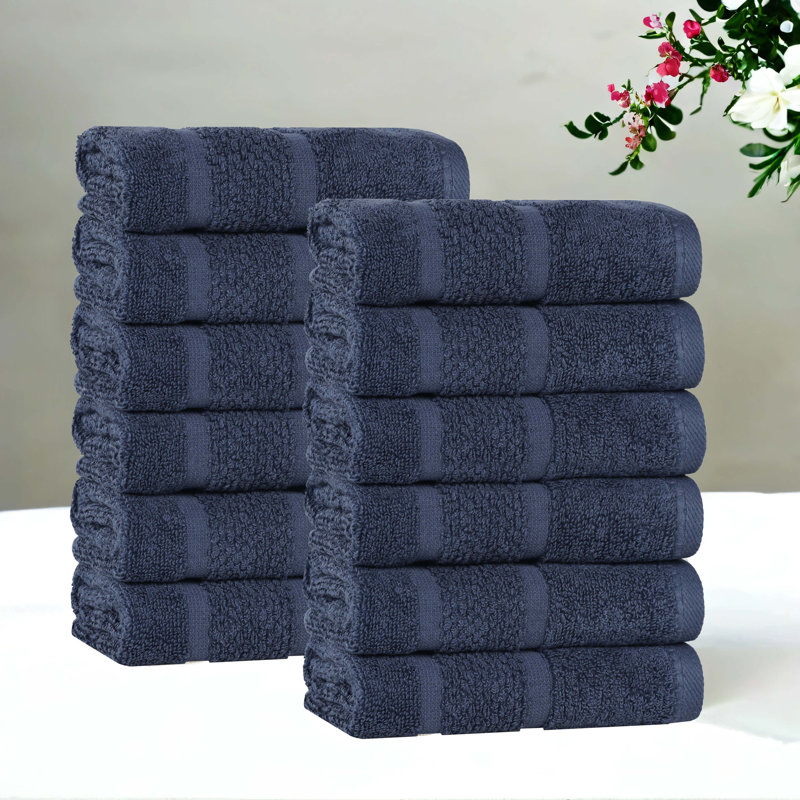 Ensemble de serviettes épaisses en mélange de coton à viscose Mile Smart Twist, Marine, Gant de toilette - paquet de 12