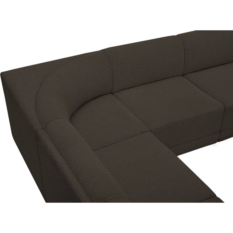 Canapé modulaire rembourré 5 pièces Ollie, Tissu brun bouclé