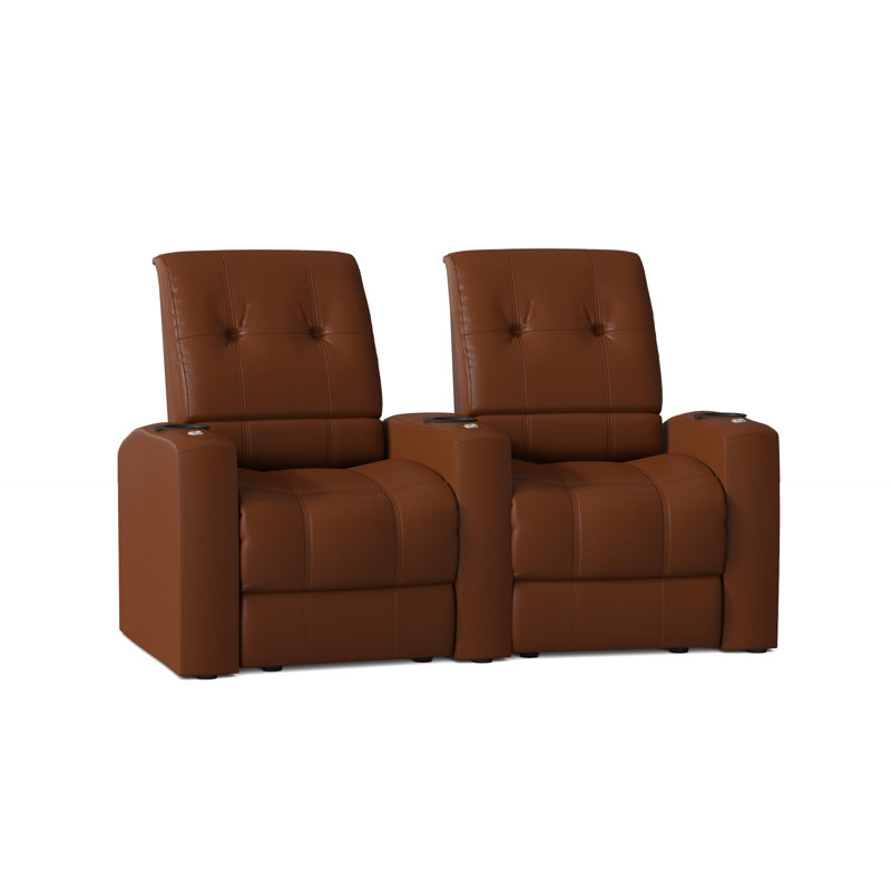 Siège de cinéma 71 po avec porte-gobelet Chrysander, Cognac luxueux, Manuel