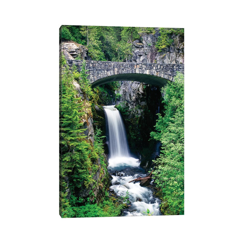 Stone Bridge Passes Over Christine Falls, Mt. Rainier National Park, Washington, USA - Wrapped Canvas Print