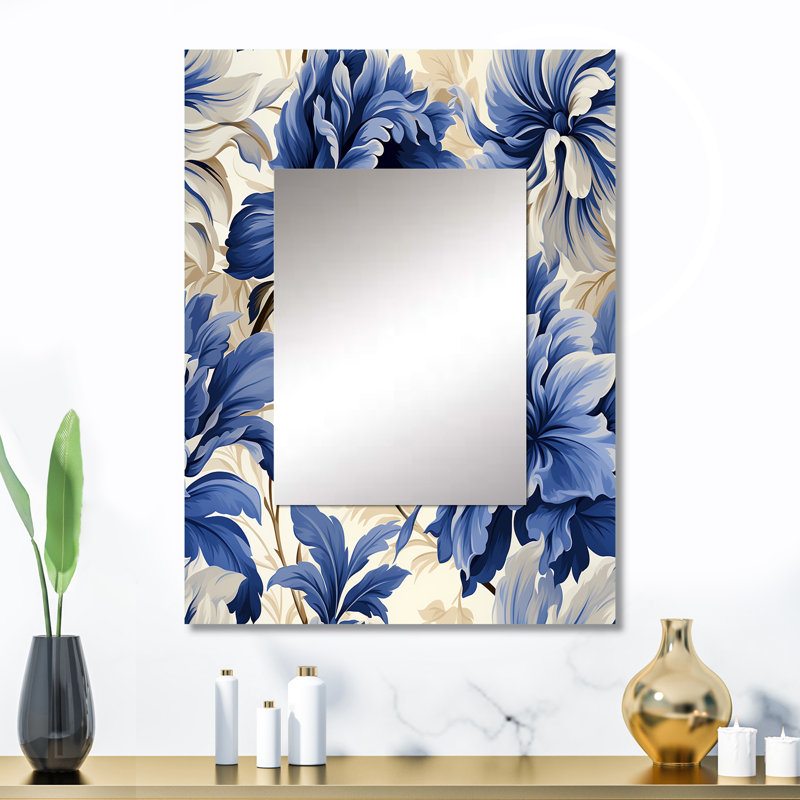 Motif victorien Katz Regal bleu cobalt Ii - miroir floral, 32 po x 24 po