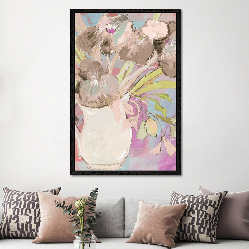 Summer Vase by Robin Maria - Painting on Canvas, 152.5 cm H x 101.5 cm W, Black Floater Frame