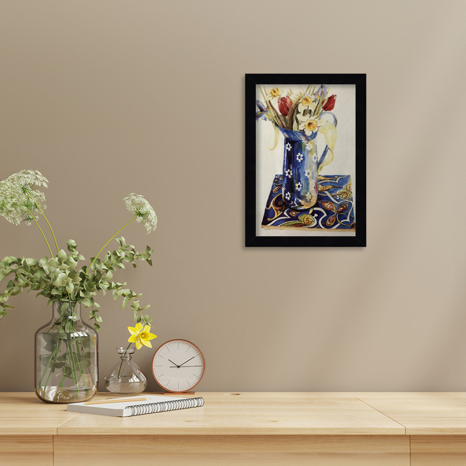 Tulips by Thewsey Joan, 13" H x 9" W x 1" D, Black