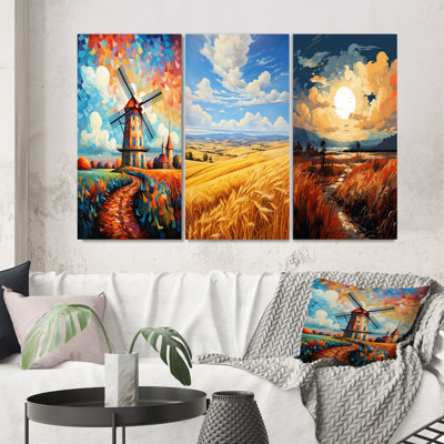 " Neo-Fauvist Wind Mill In Colorful Countryside " 3 - Pieces