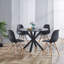 Table de salle à manger de style Mid-Century de 42,1 po pour 4 à 6 personnes avec plateau rond en MDF, table de salle à manger à piédestal, table basse de loisir, pieds croisés-1841782045