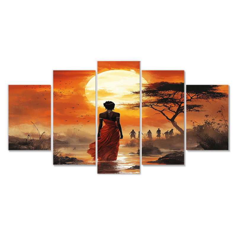 Ensemble de salon art africain orange