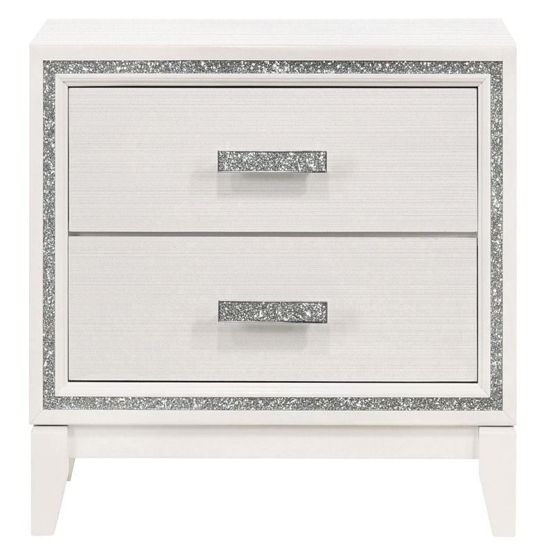 Table de chevet 2 tiroirs, Blanc