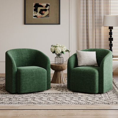 29" W Upholstered Swivel Barrel Chair