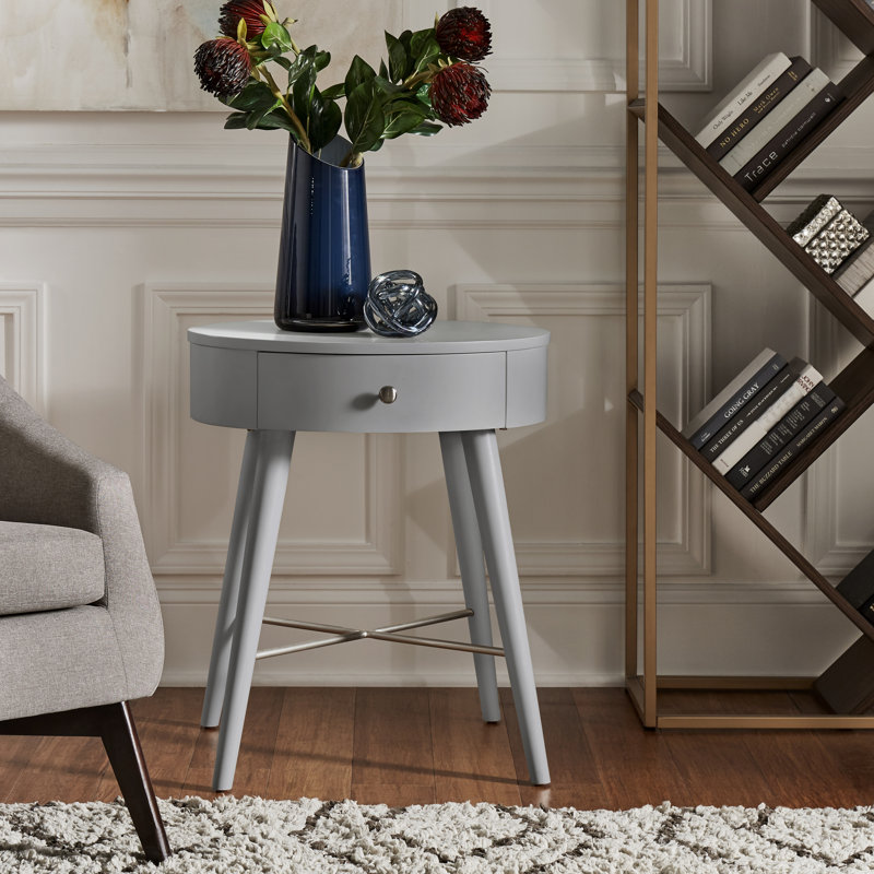 Table de bout avec rangement Lugenia, Noir vulcain
