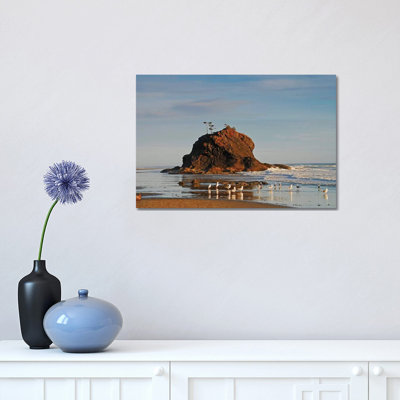 Sea Stack And Gulls by Brian Wolf - Wrapped Canvas Print