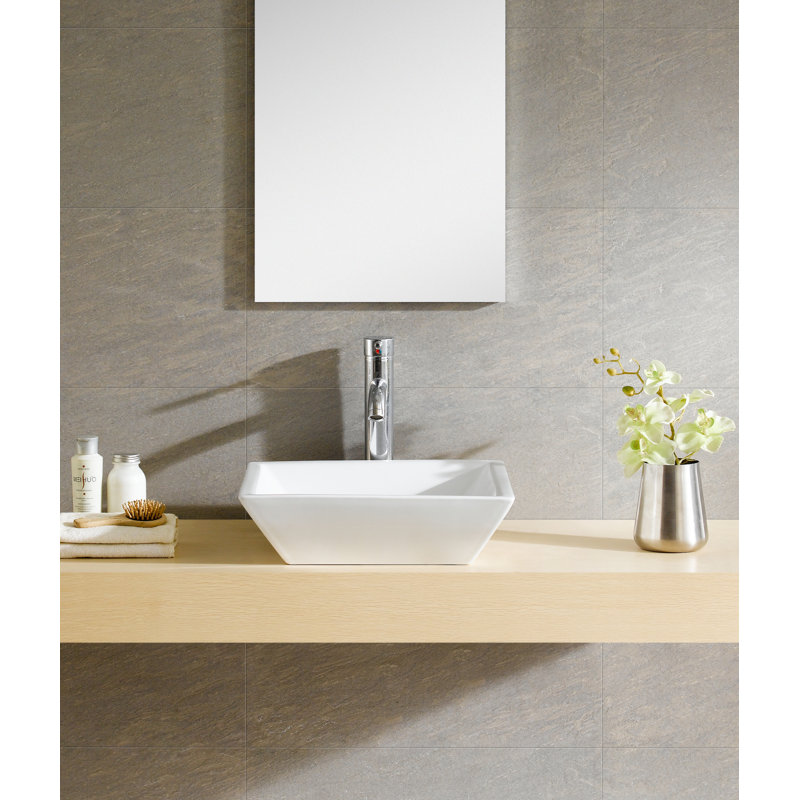 Modern Ceramic Square Vessel Bathroom Sink
