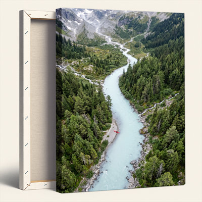"Gallery Wrap", art mural sur toile pour le salon, la chambre à coucher, le bureau ou le vestibule - décoration murale décorative avec rivière de montagne