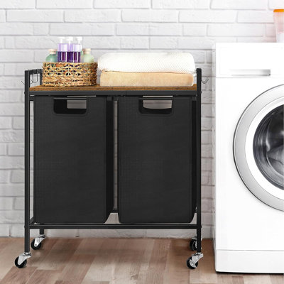 Trieur de linge roulant en métal avec poignées et