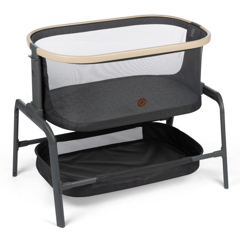 Iora Bedside Crib with Mattress, Light Gray
