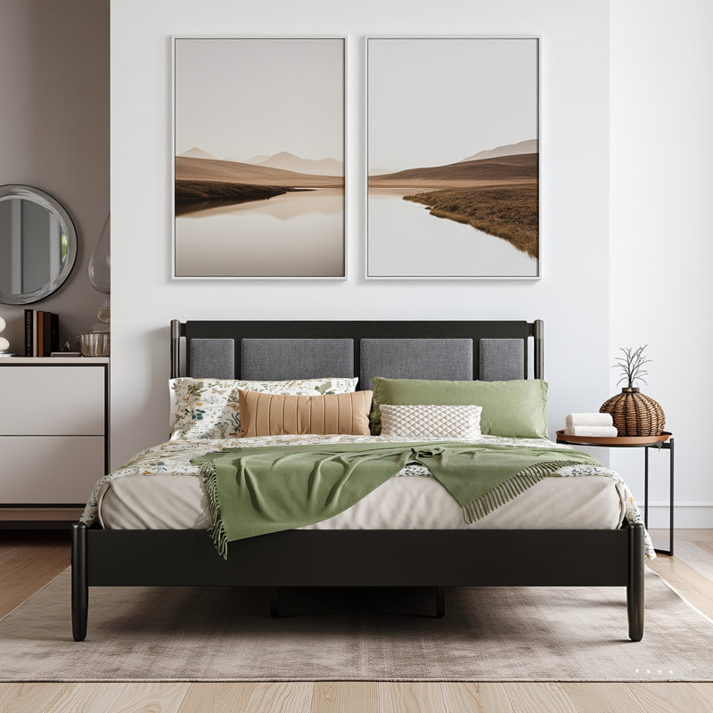 Lit plateforme durable - idéal pour les intérieurs de chambre à coucher modernes et classiques, Noir, Très grand lit