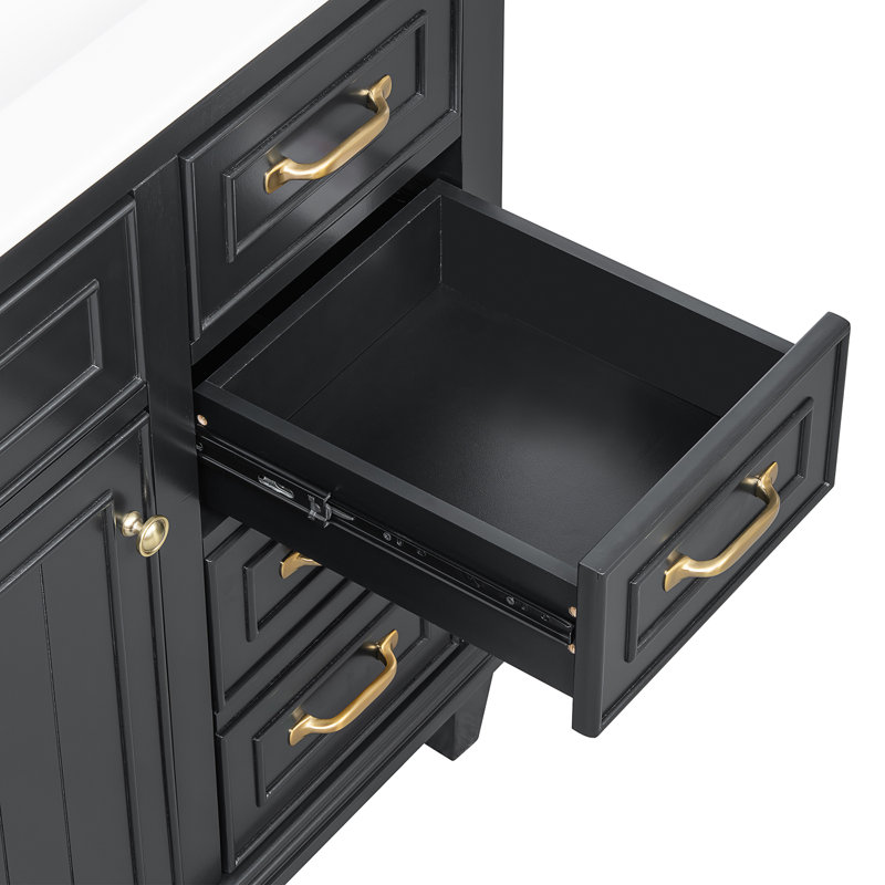 Meuble-lavabo 36 po avec comptoir en céramique, Noir