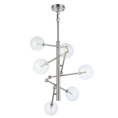 Anjelita Sputnik Geometric Chandelier With Clear Glass Shade